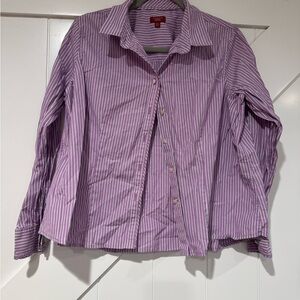 Talbots Purple Striped Button Down Shirt